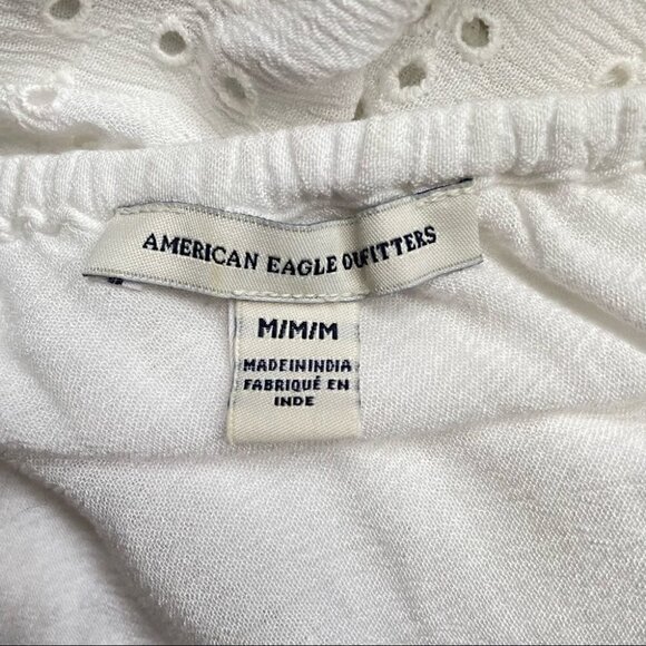 American Eagle One Shoulder Embroidery Eyelet Top Blouse, Sz M - Picture 9 of 9